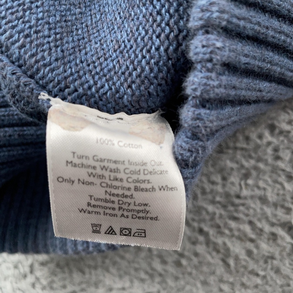 Eddie Bauer Sweater Mens Large Blue 1/4 Zip Mock Neck Cotton Knit Pullover - Picture 8 of 10
